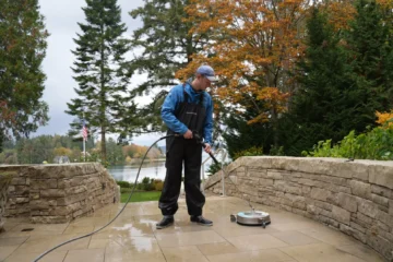 Winter walkway cleaning to prevent slips and falls at a Pacific Northwest home
