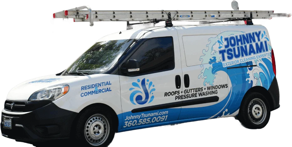 Johnny Tsunami service truck providing cleaning services throughout Kitsap County