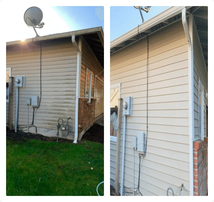 Clean white house siding after professional soft washing service in Bremerton