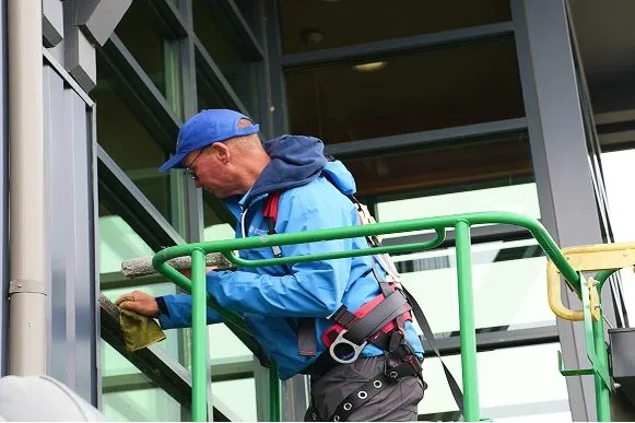 Commercial window cleaning equipment used for streak-free glass cleaning services