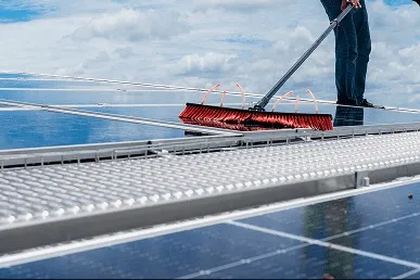 Professional solar panel cleaning using soft wash equipment