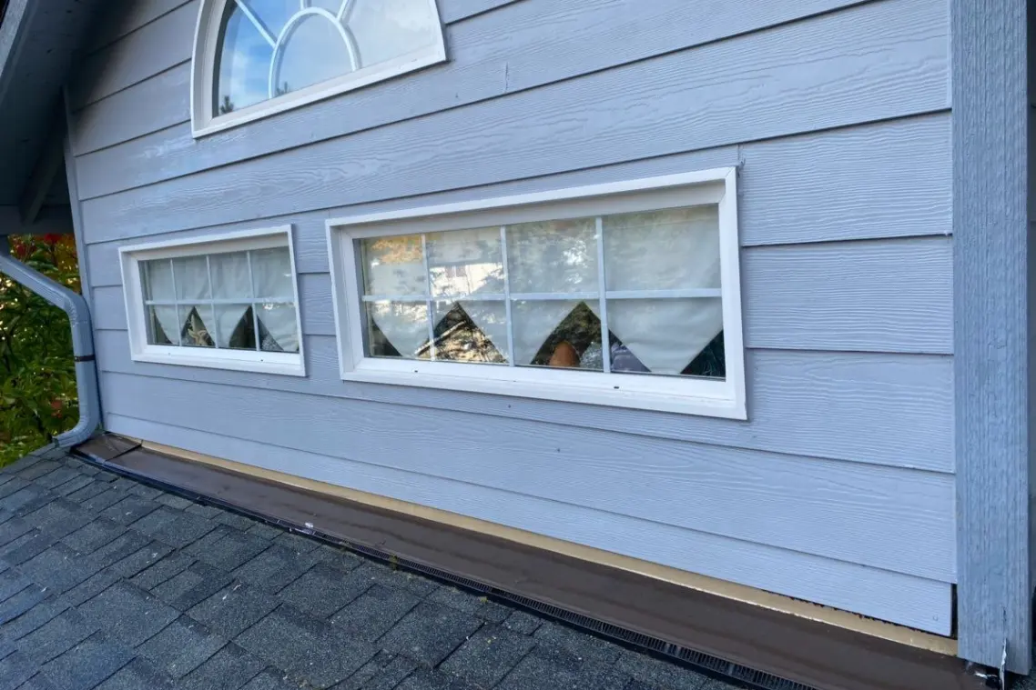 After professional window cleaning showing spotless exterior glass and improved clarity