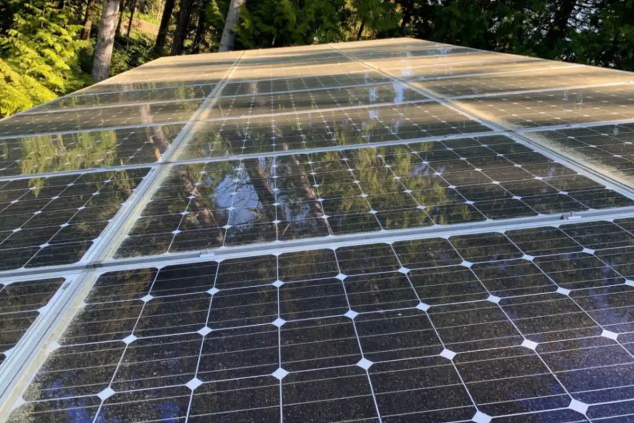 Solar panels before professional cleaning